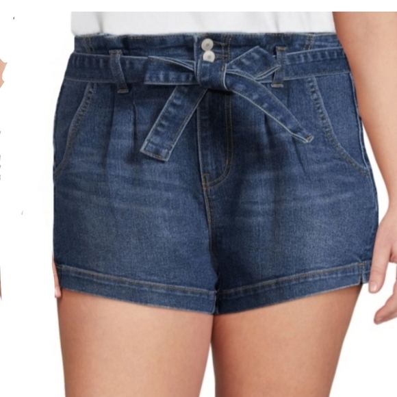 NOBO Denim Two Button Paper Bag Self Tie High Waisted Shorts Size XXL/19 - Picture 5 of 7